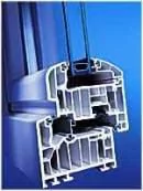Ein hochwärmegedämmtes Fenster-System mit Aluminium-Verbund-Profilen oder mit Aluminiumstegen von Schüco im Profilquerschnitt.